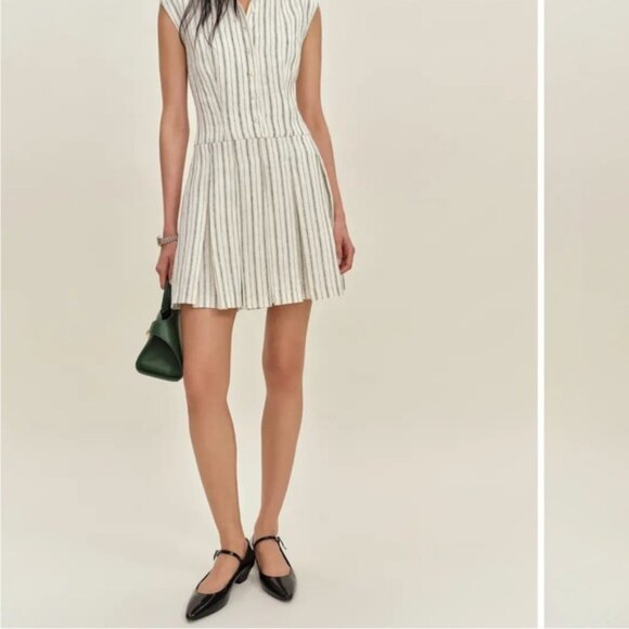 New Reformation Arella Linen Dress in Elsie Stripe - Picture 4 of 10